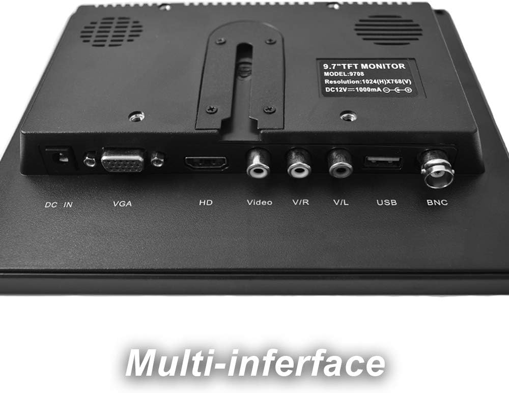 9.7 CCTV Monitor IPS HD LCD Screen 1024x768 with VGA HDMI AV BNC USB Ports Built-in Speaker W926276