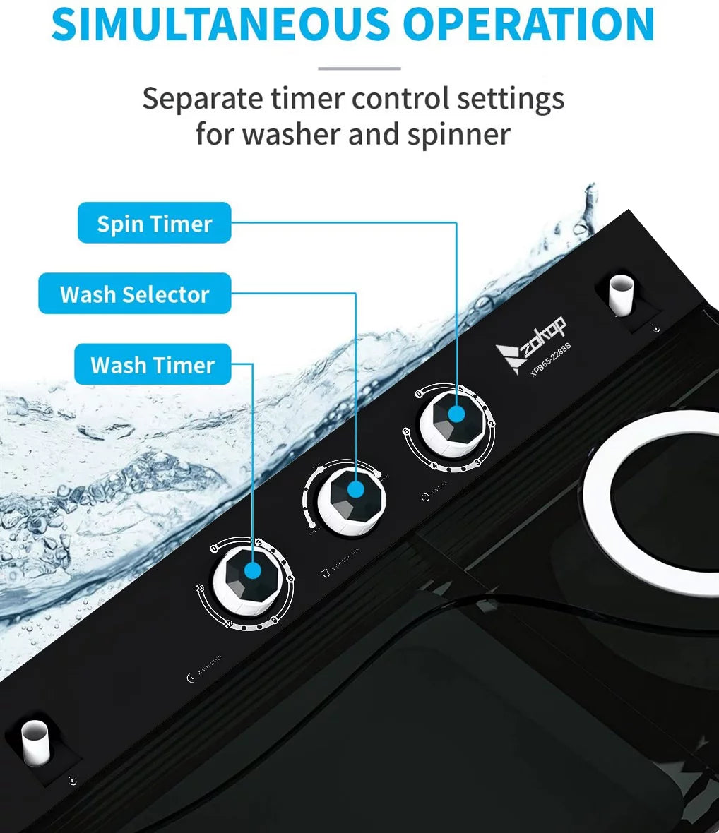 26Lbs Semi-automatic Twin Tub Washing Machine with Built-in Drain Pump P38122
