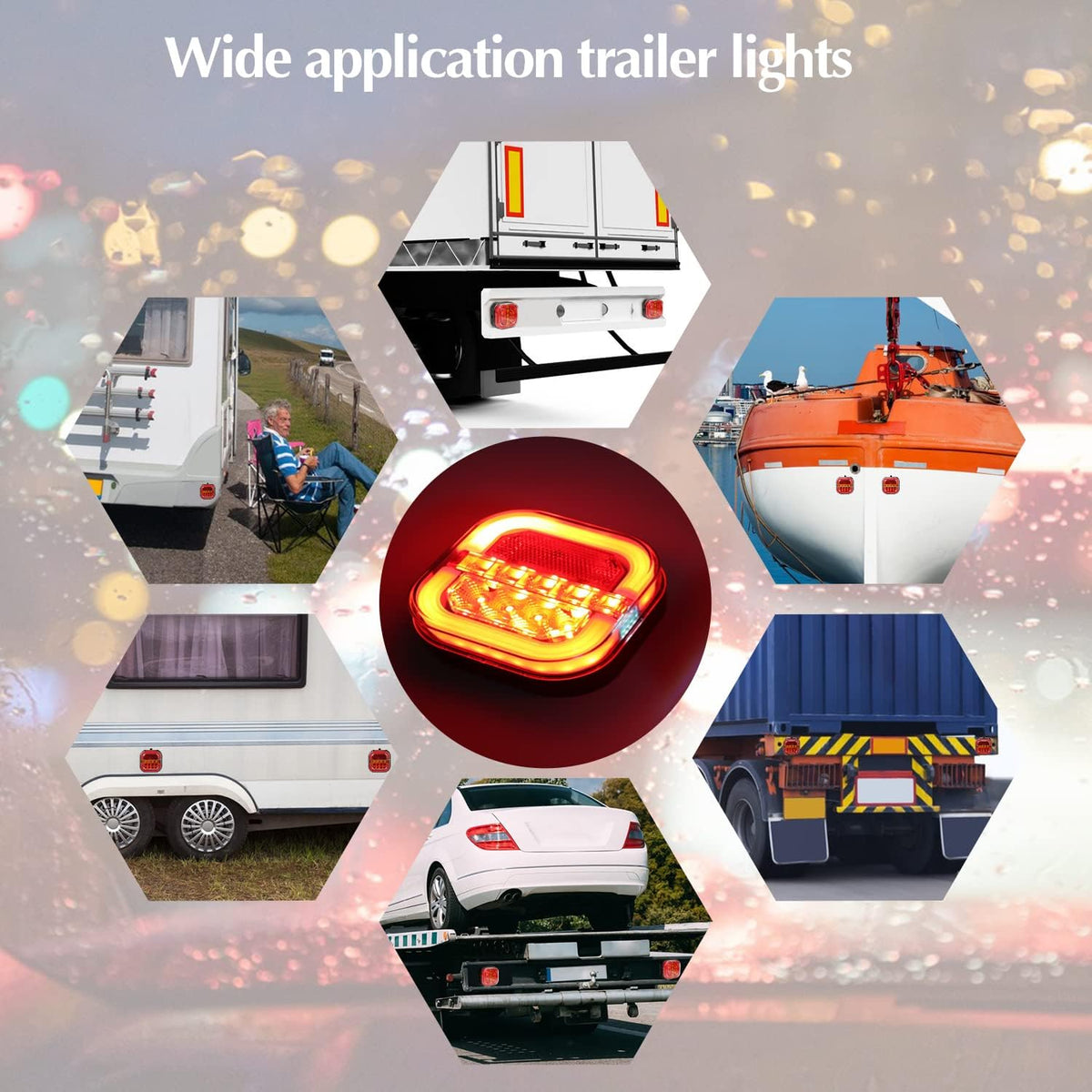 2 Pcs Rechargeable LED Magnetic Trailer Lights Kit T20655