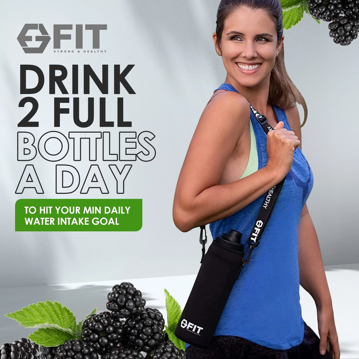 32 oz Glass Water Bottle with Time Marker and Carrier M85538