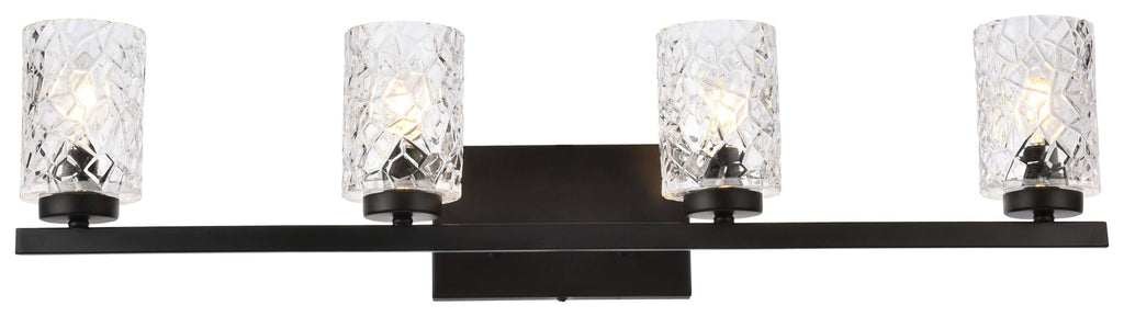 Black 4 Lights Bath Sconce with Clear Shade A90972