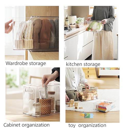 4pack Stackable Refrigerator Organizer Bins with Pull-Out Drawer S412