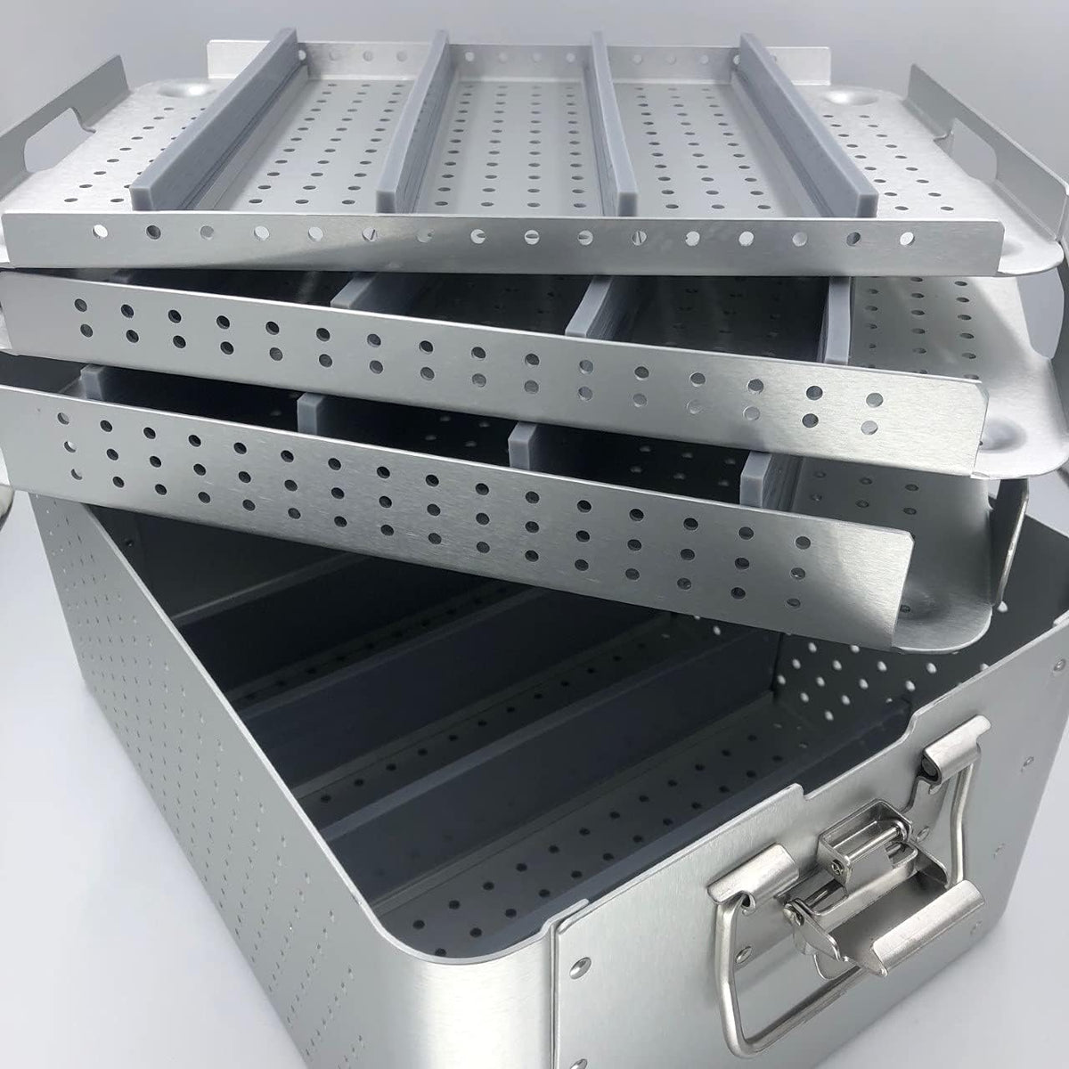 Aluminium Alloy Sterilization Tray Case with 3 Inner Trays D408889