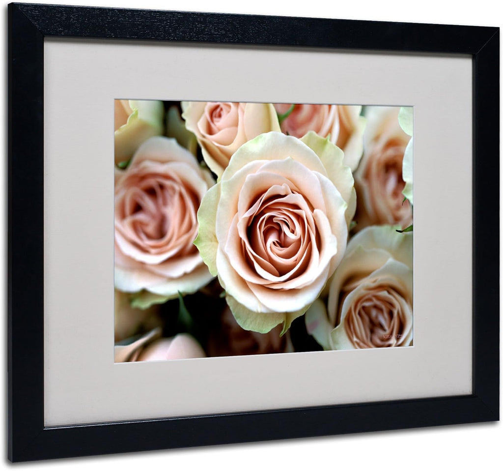 Pale Pink Roses Canvas Artwork in Black Frame, 16 by 20-Inch O7459