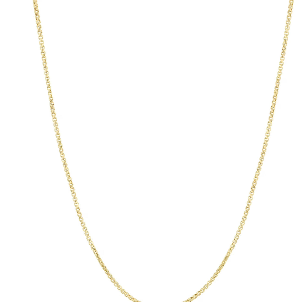18k Yellow Gold Plated Sterling Silver 1.5mm Round Box Chain Necklace F7810