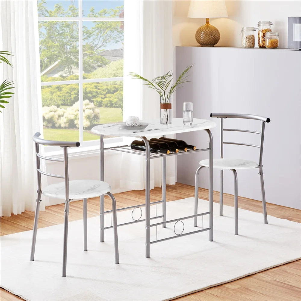 3 Piece Round Dining Table Set with Steel Legs R77550