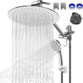 10" Rainfall Shower Head and 9-Setting High Pressure Handheld Shower Heads Combo, Dual ShowerHead with 11" Adjustable Extension Arm and 60" Stainless Hose K897339
