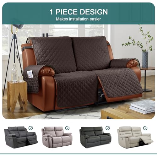 Khaki 3 Seater Recliner Sofa Cover with Elastic Straps P49723