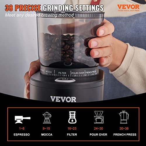 Silver Electric Conical Burr Coffee Grinder with 51 Grind Settings, 9.7 oz Y555251