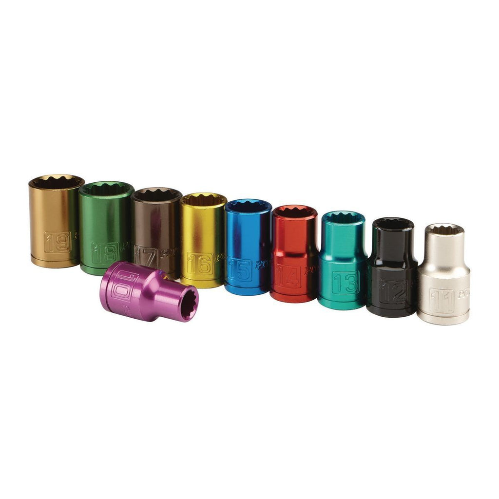 1/2 in. Drive Metric Color-Coded Socket Set, 10-Piece F75148