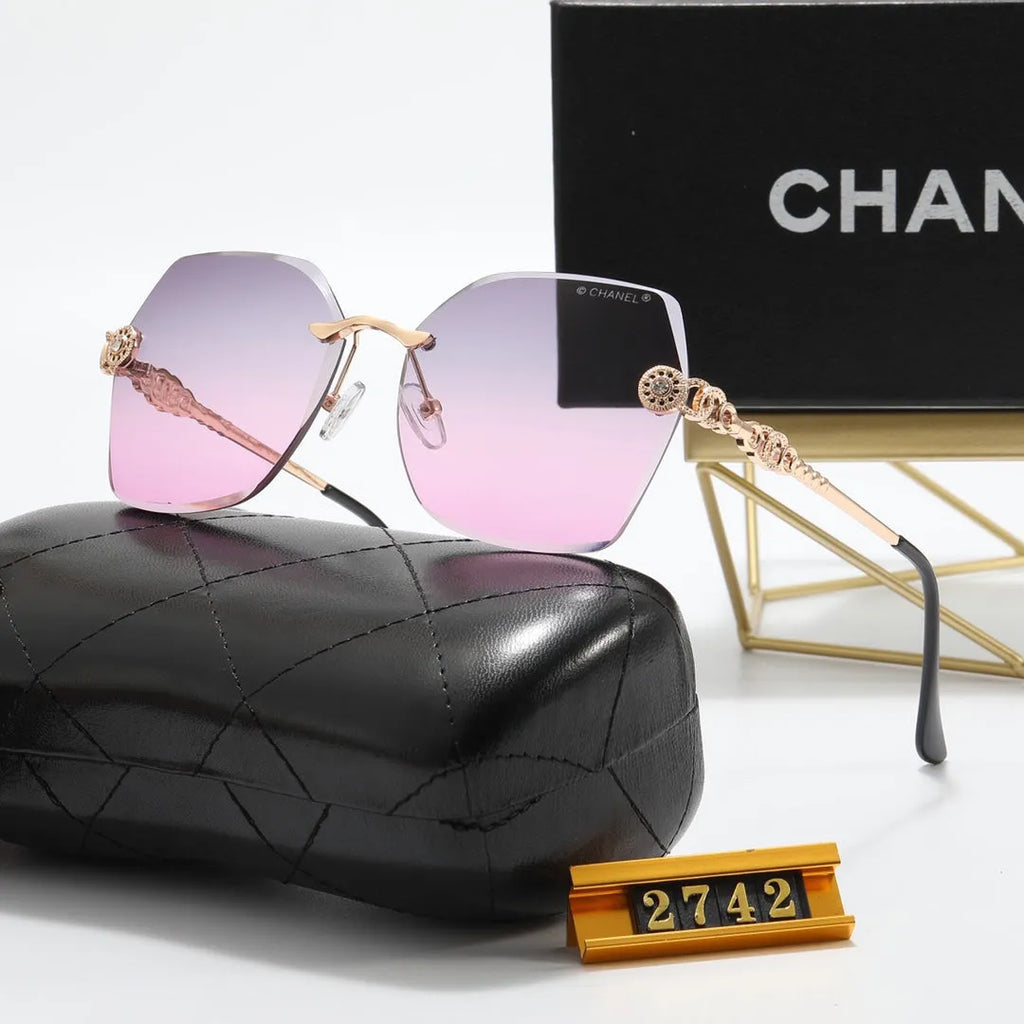 Frameless Rhinestone Flower Polarized Sunglasses E547
