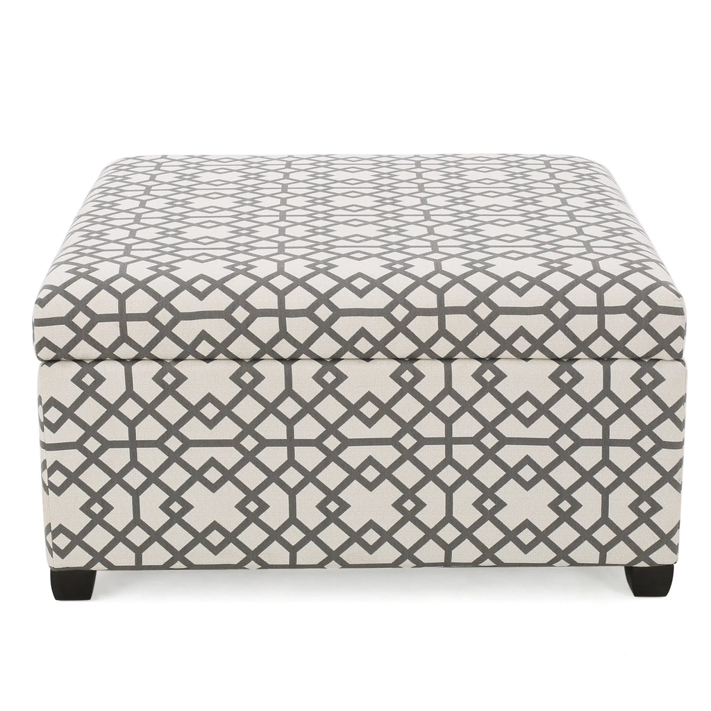 Grey Fabric Storage Ottoman V5509