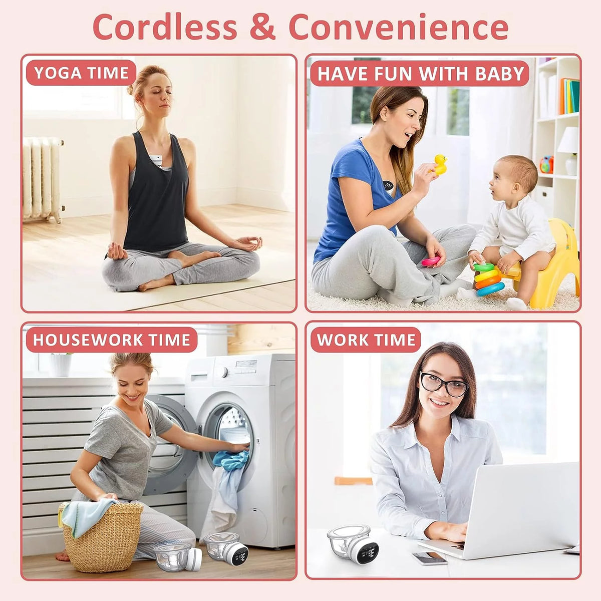 Wearable Portable Electric Breast Pump 3 Modes 9 Suction Levels White X10522