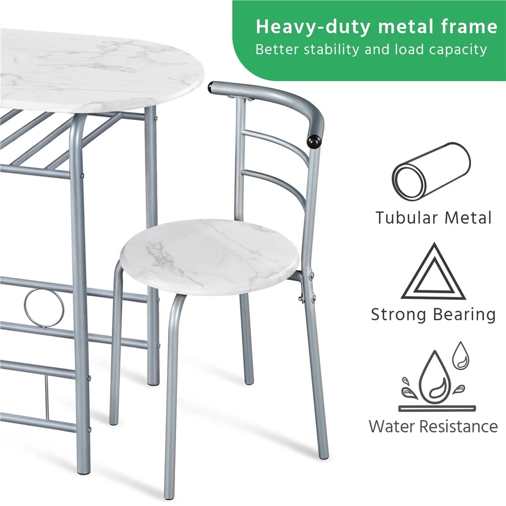 3 Piece Round Dining Table Set with Steel Legs R77550