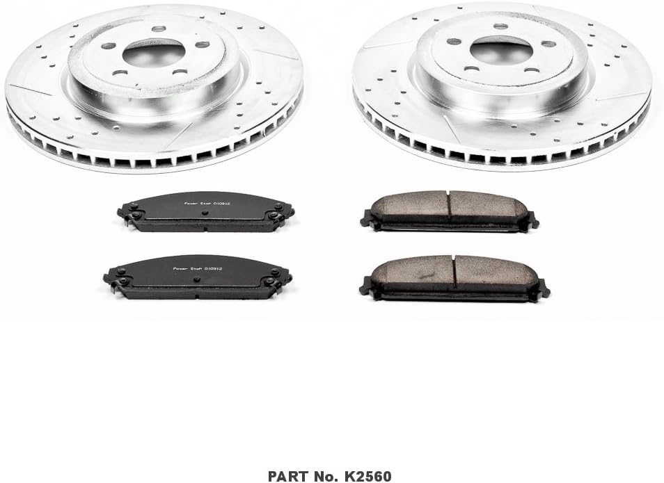 Front Z23 Carbon Fiber Brake Pads with Drilled & Slotted Brake Rotors Kit B9036