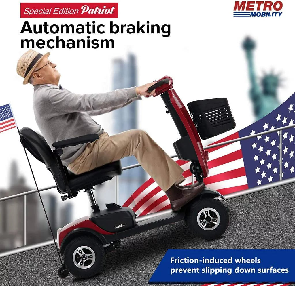 Folding 4 Wheels Mobility Scooter with USB Charging Port, Windshield, LED Light - Red P289