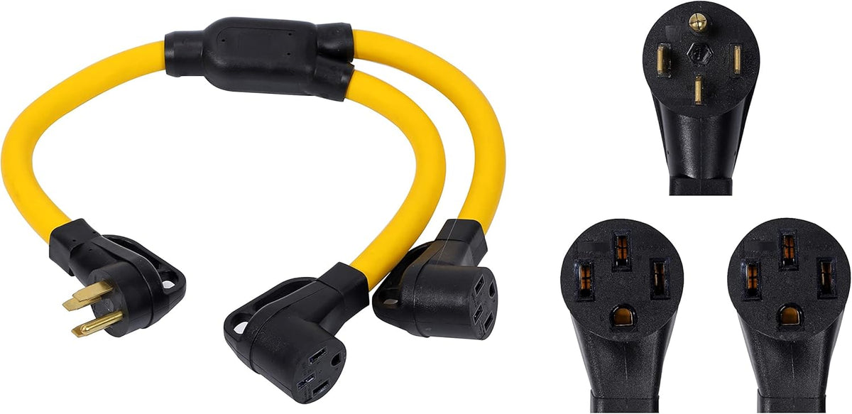 NEMA 14-50P to 14-50R Y Splitter STW 6 AWG 3 Feet 50 Amp Power Cord A99272