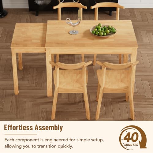 5-Piece Extendable Dining Table Set with 4 Chairs and Pull-out Side Table W2587