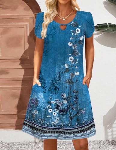 Casual A-Line Floral Mini Dress with Pockets N2666