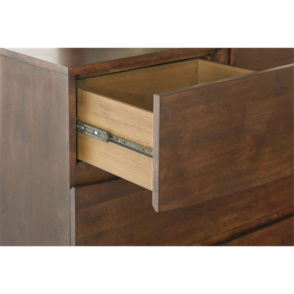 6 Drawer Modern Wood Rectangular Dresser in Dark Brown W9014