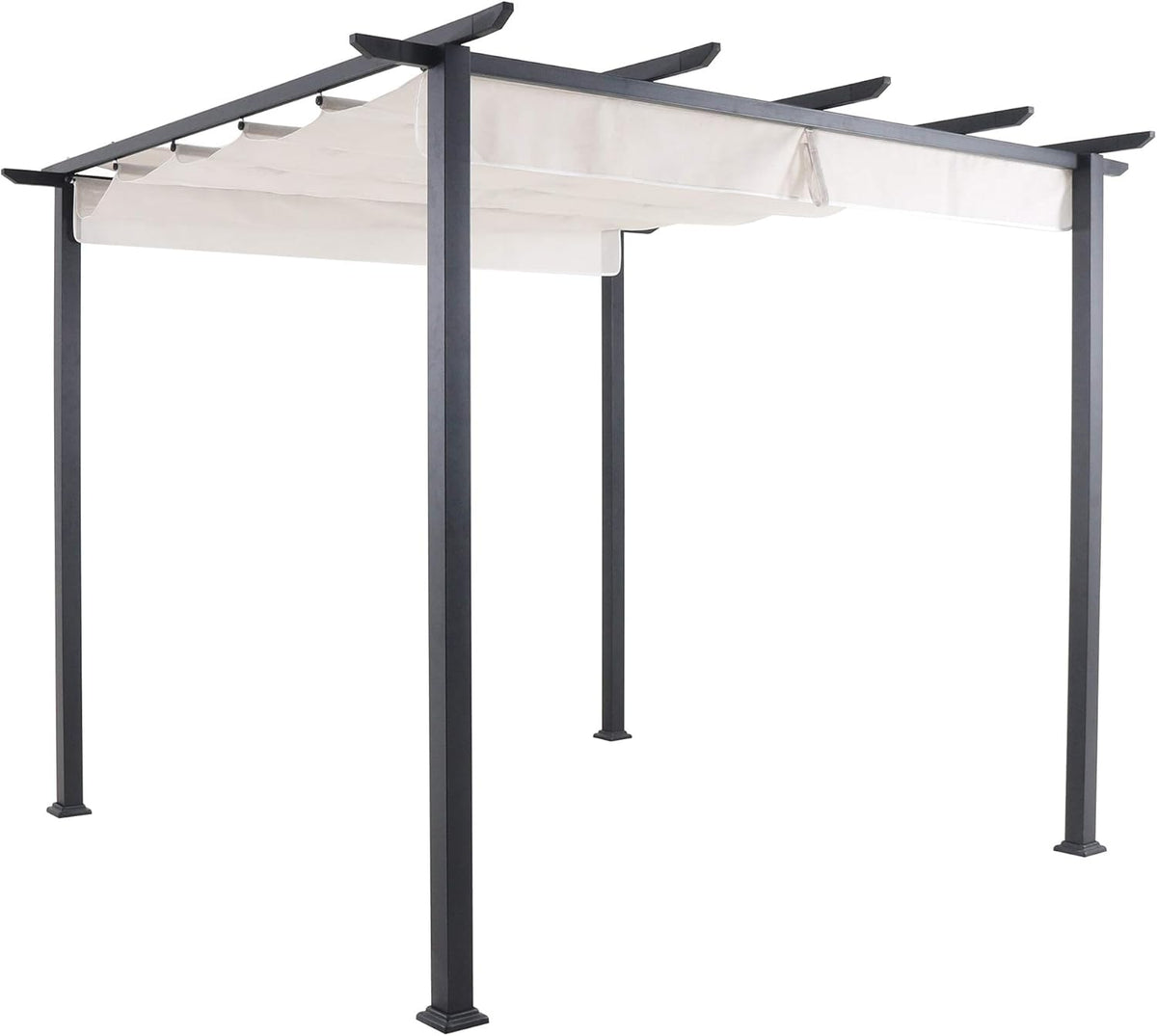 Aluminum and Steel Pergola with Adjustable Sling Canopy V56333