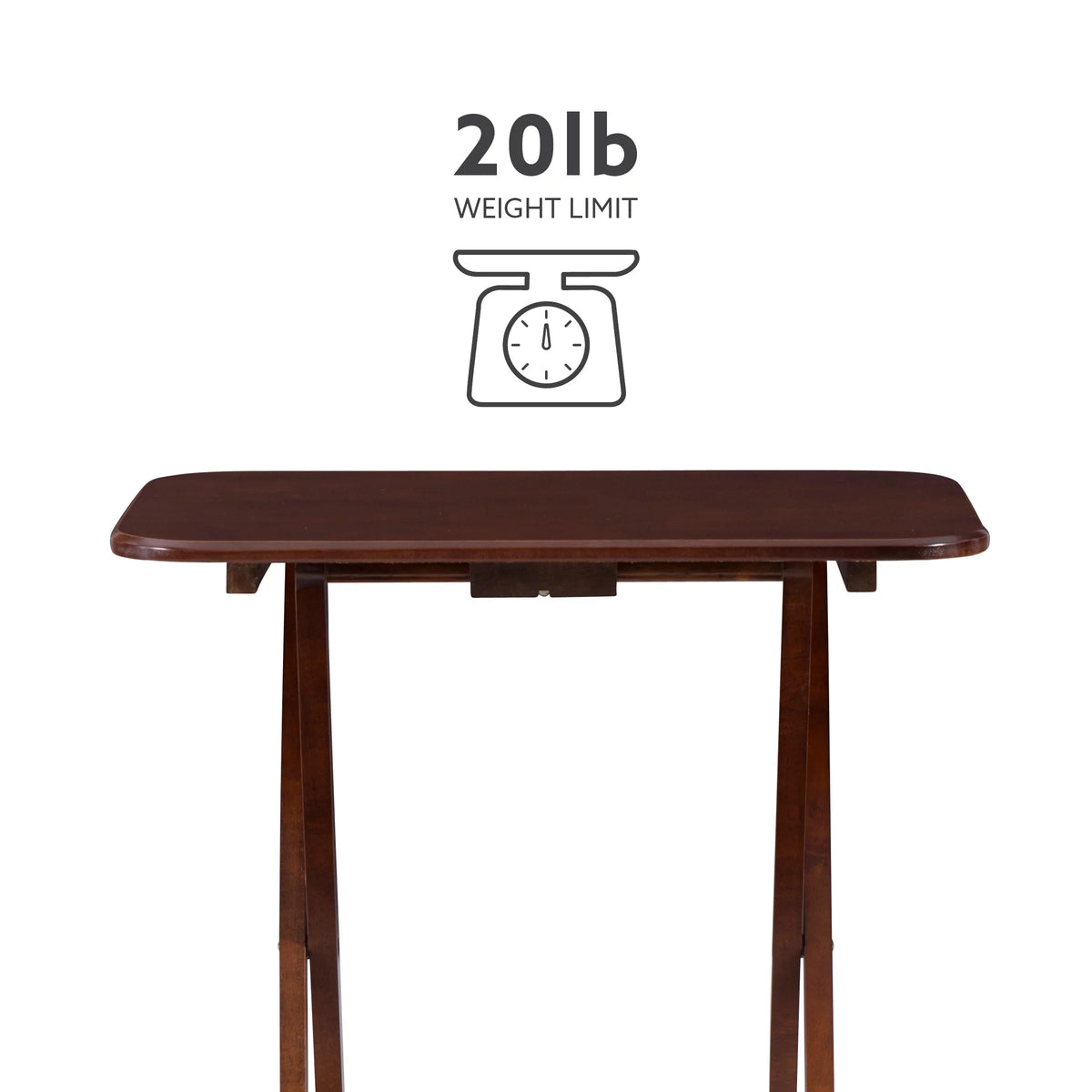 Folding Tray Table Set with Stand, 5 Pieces, Dark Cherry and White H256