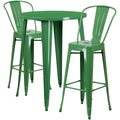 Round Green Metal Bar Table Set with 2 Stools W9918