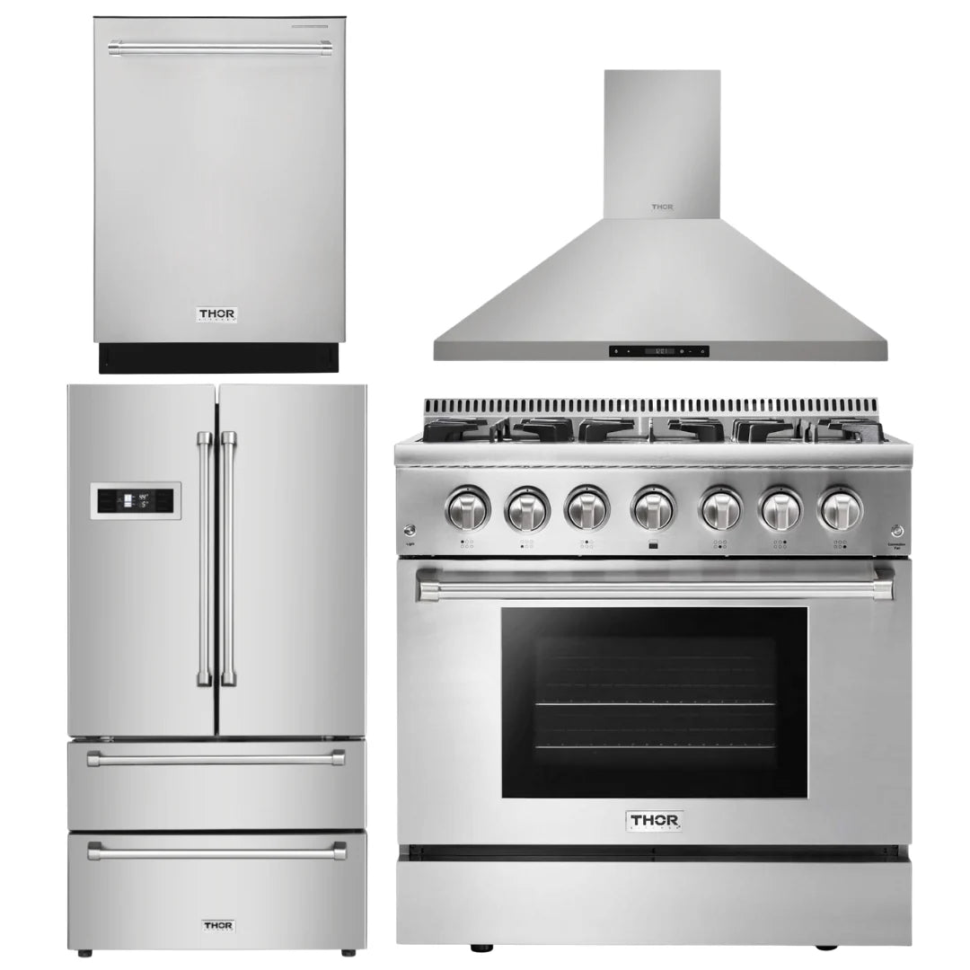 36 Propane Dual Fuel Range, Range Hood, Dishwasher, Refrigerator X8354