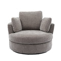 Beige Oversized Round Chenille Swivel Accent Barrel Chair with 3 Pillows W925