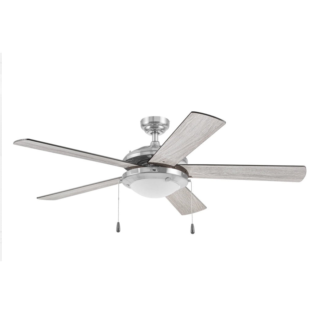 52" Satin Nickel Ceiling Fan with Light E515