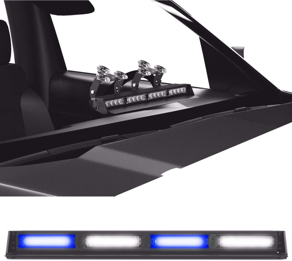 Blue/Blue 4 Head LED Strobe Light Bar with Cigarette Lighter Plug T704