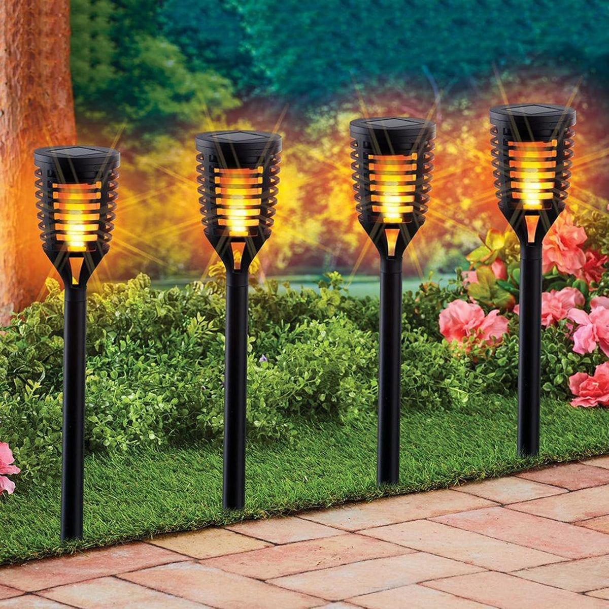 18PK Mini Solar Tiki Torches With Dancing Flickering Flame A420