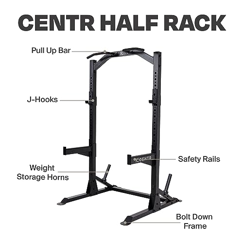 Half Rack with J-Hooks, Pull Up Bar & Weight Storage F894873