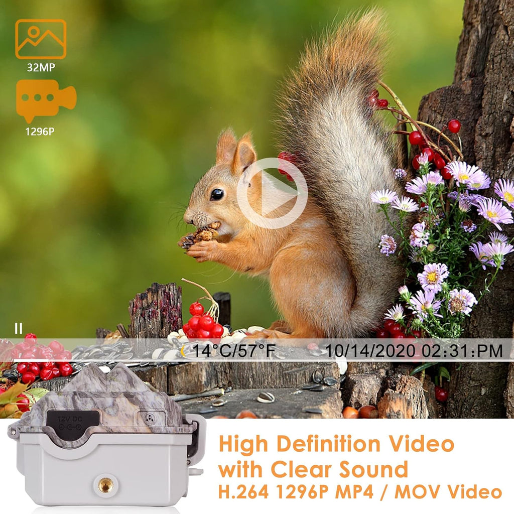Bluetooth WiFi Deer & Trail Game Camera 32MP 1296P No Glow Night Vision Waterproof F577046