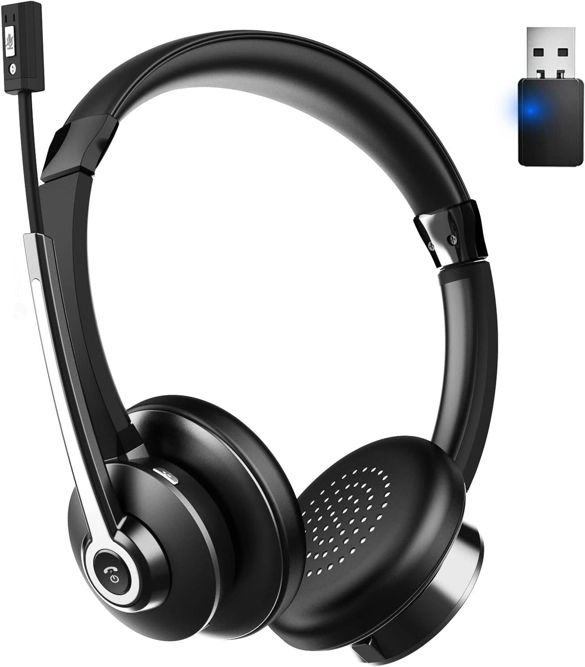 Wireless Bluetooth Headset with Microphone, Noise Cancelling, USB Dongle, On-Ear, Pack of 2 R71831