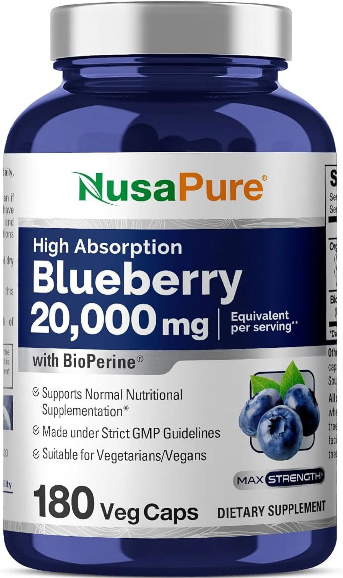 Blueberry Concentrate 20,000mg 180 Veggie Capsules Z372