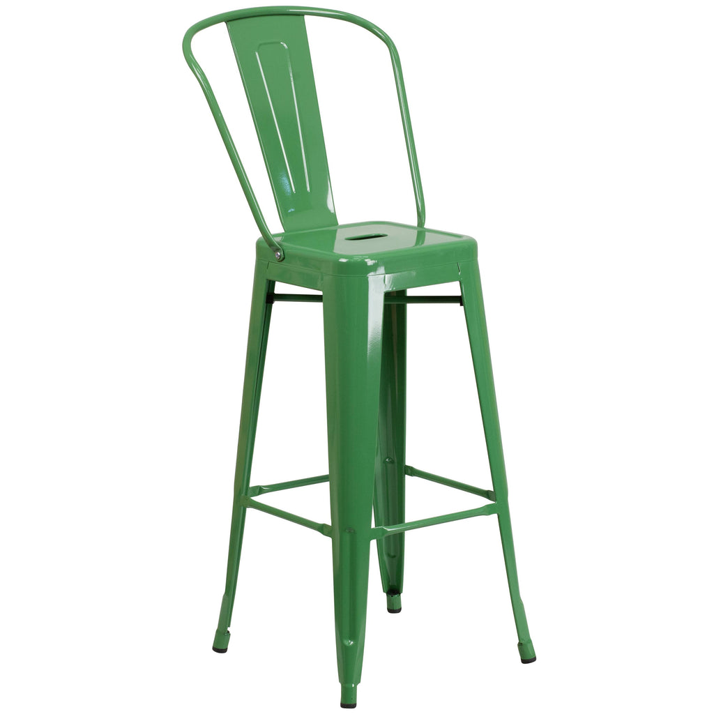 Round Green Metal Bar Table Set with 2 Stools W9918