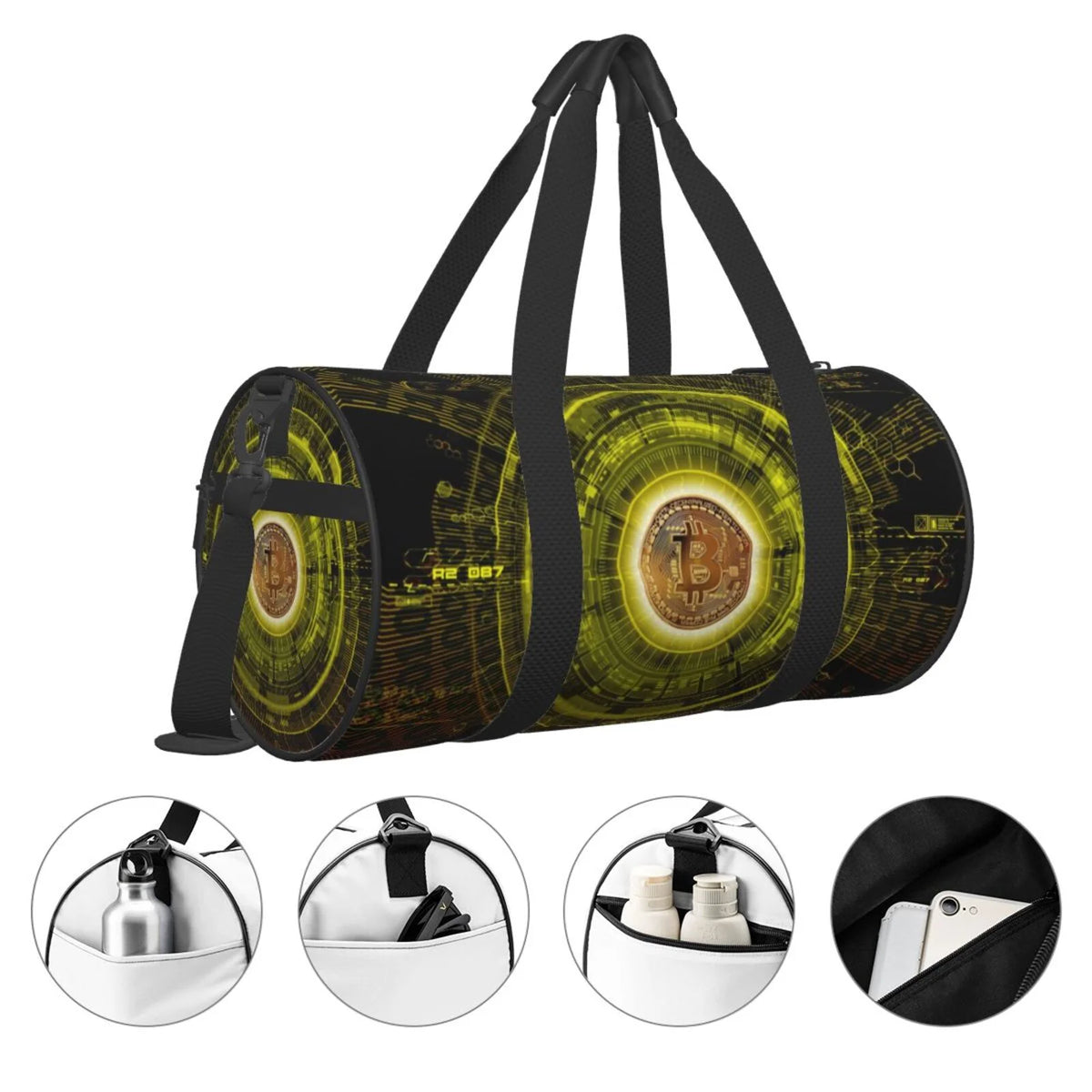 Gold Bitcoin Blockchain Cryptocurrency Unisex Large Duffle Bag O16133