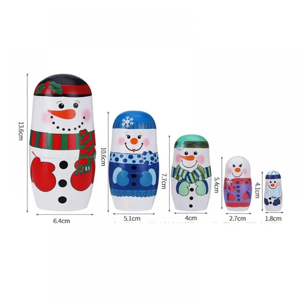 5 Pcs Wooden Handmade Matryoshka Nesting Dolls Stacking Doll Set C591