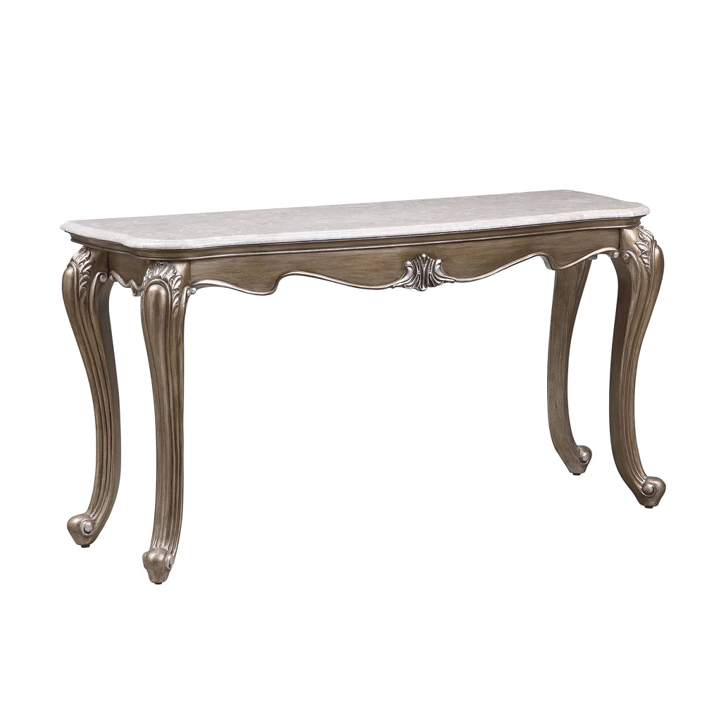 Sofa Table, Marble Top & Antique Bronze Finish A11673