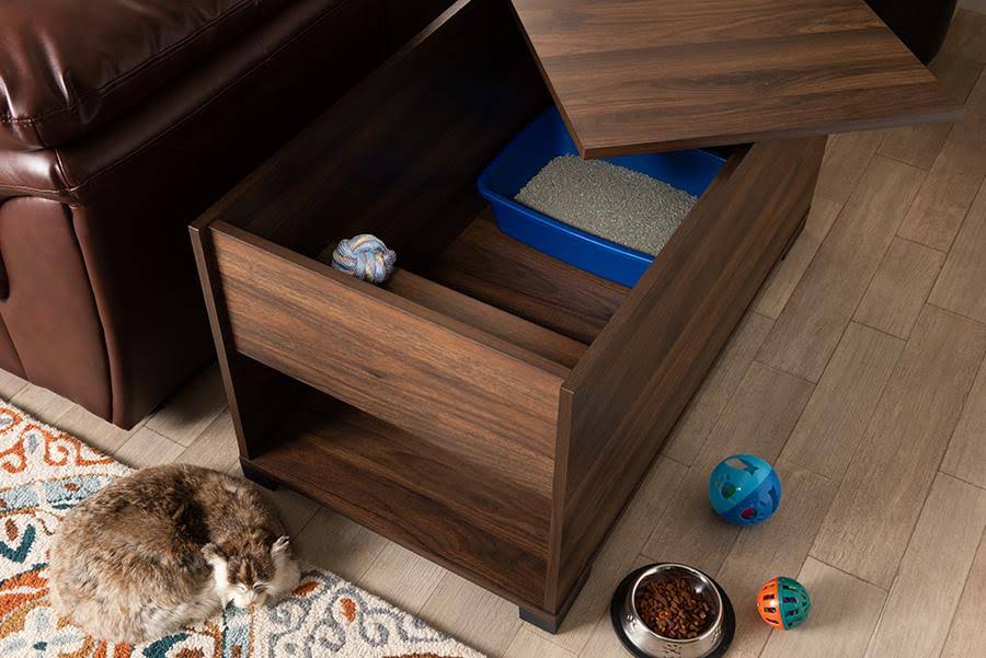 Walnut Brown Finished Cat Litter Box Cover House D8611
