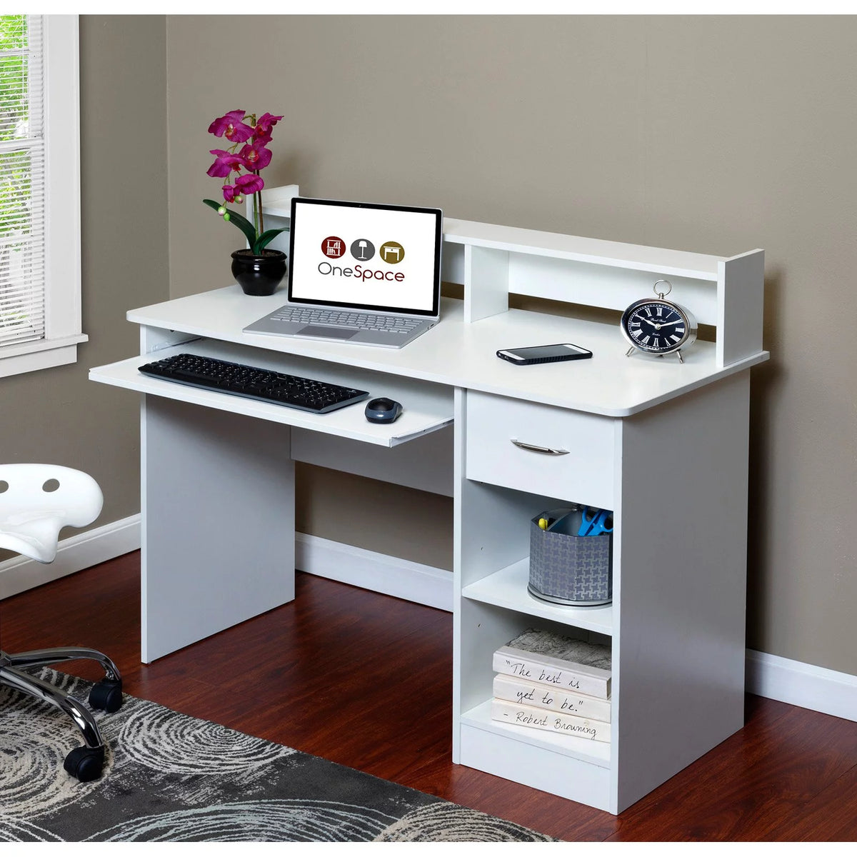 Computer Desk Hutch with Pull-Out Keyboard O555