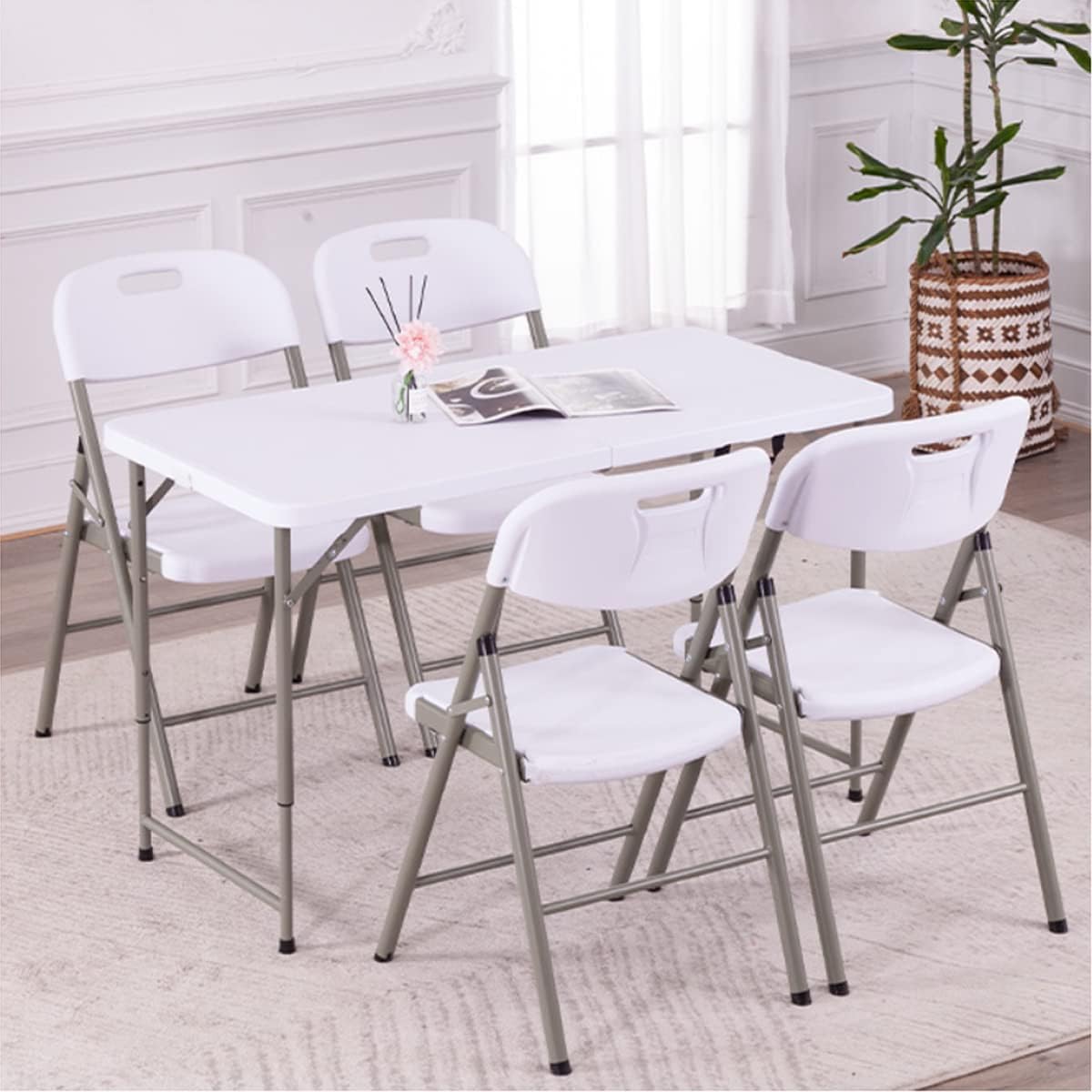 4 ft Adjustable Folding Plastic Table L1771