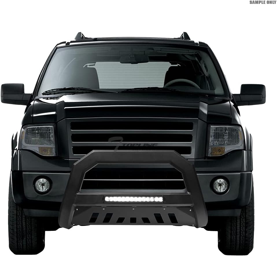 Matte Black Aluminum LED Light Bar Front Bumper Guard With Skid Plate D5333