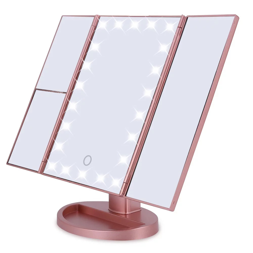 Trifold Lighted Makeup Vanity Mirror with 2X/3X Magnification X223025