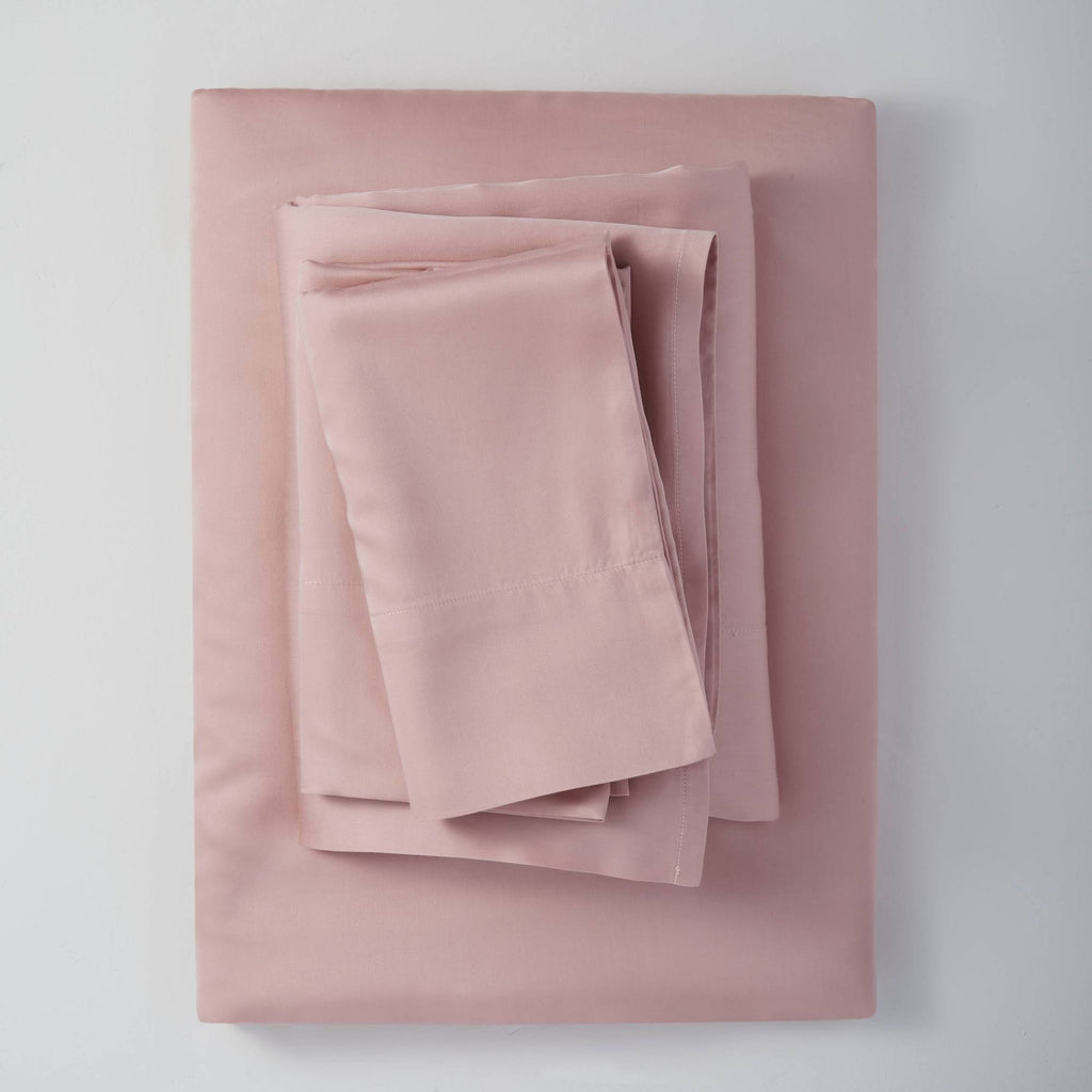 California King 400 Thread Count Washed Lyocell Solid Sheet Set Blush E18388
