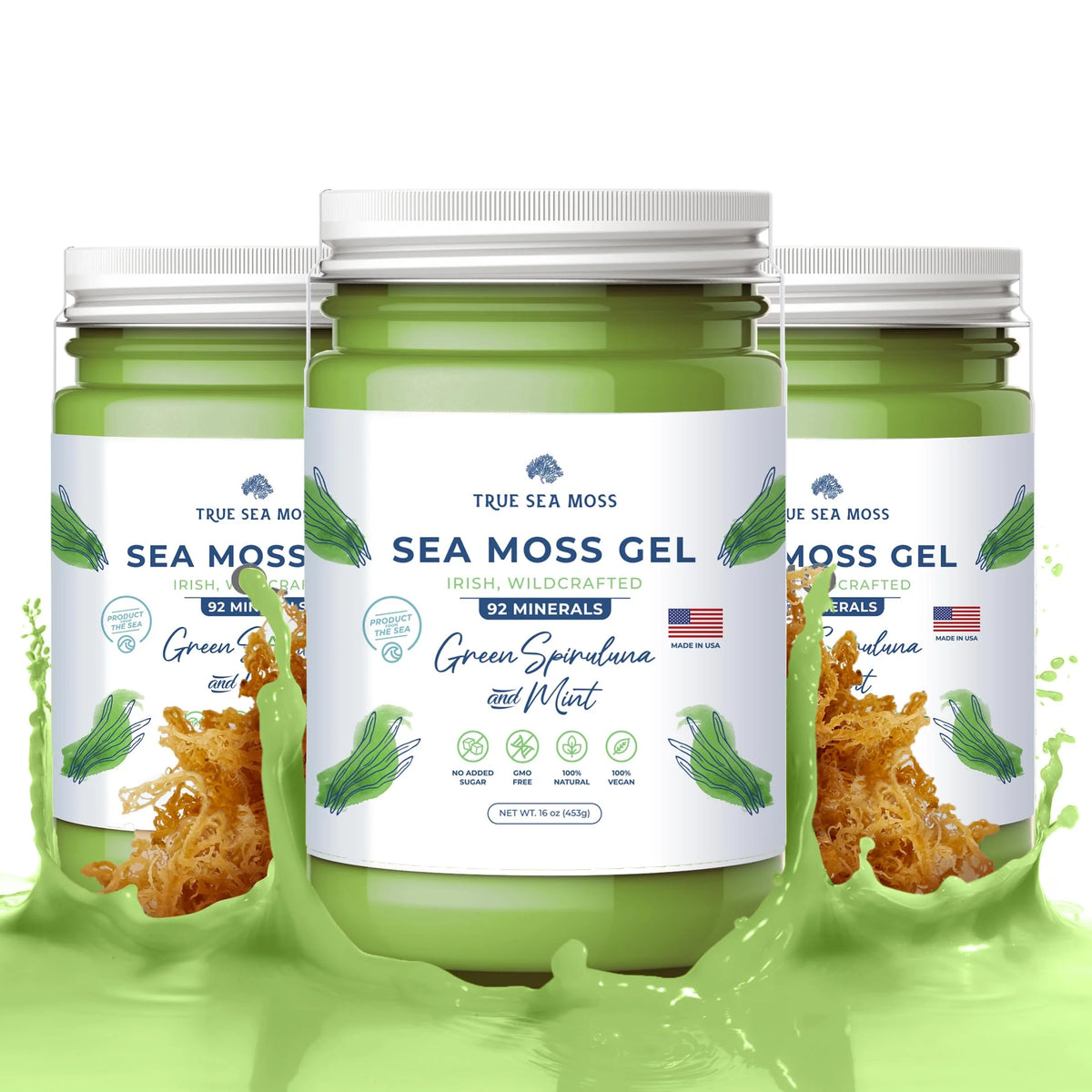 Wildcrafted Irish Sea Moss Gel Green Spirulina C6077