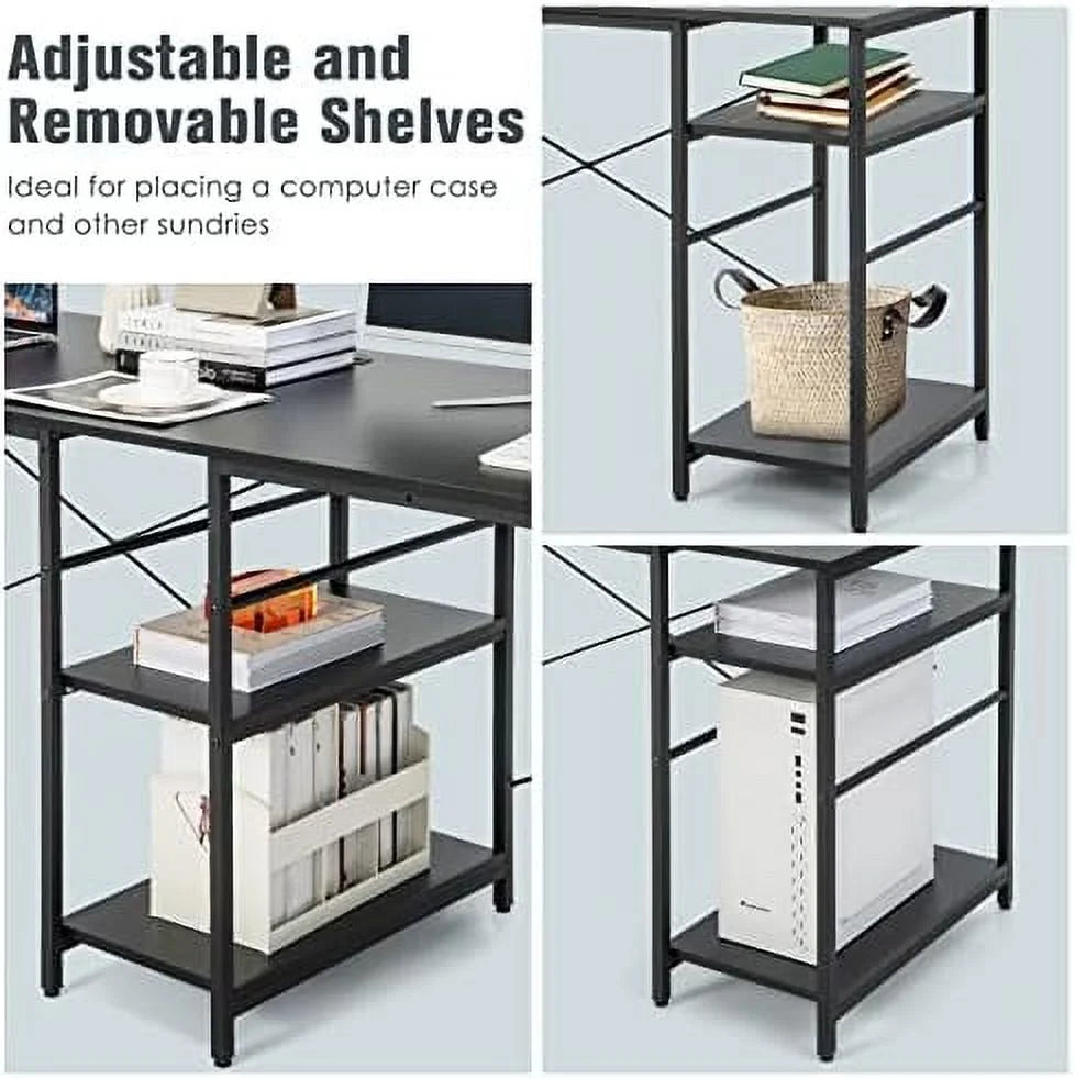L-Shaped Convertible Computer Desk with 4-Tier Shelves W88728