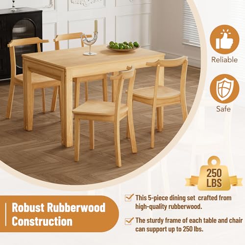 5-Piece Extendable Dining Table Set with 4 Chairs and Pull-out Side Table W2587