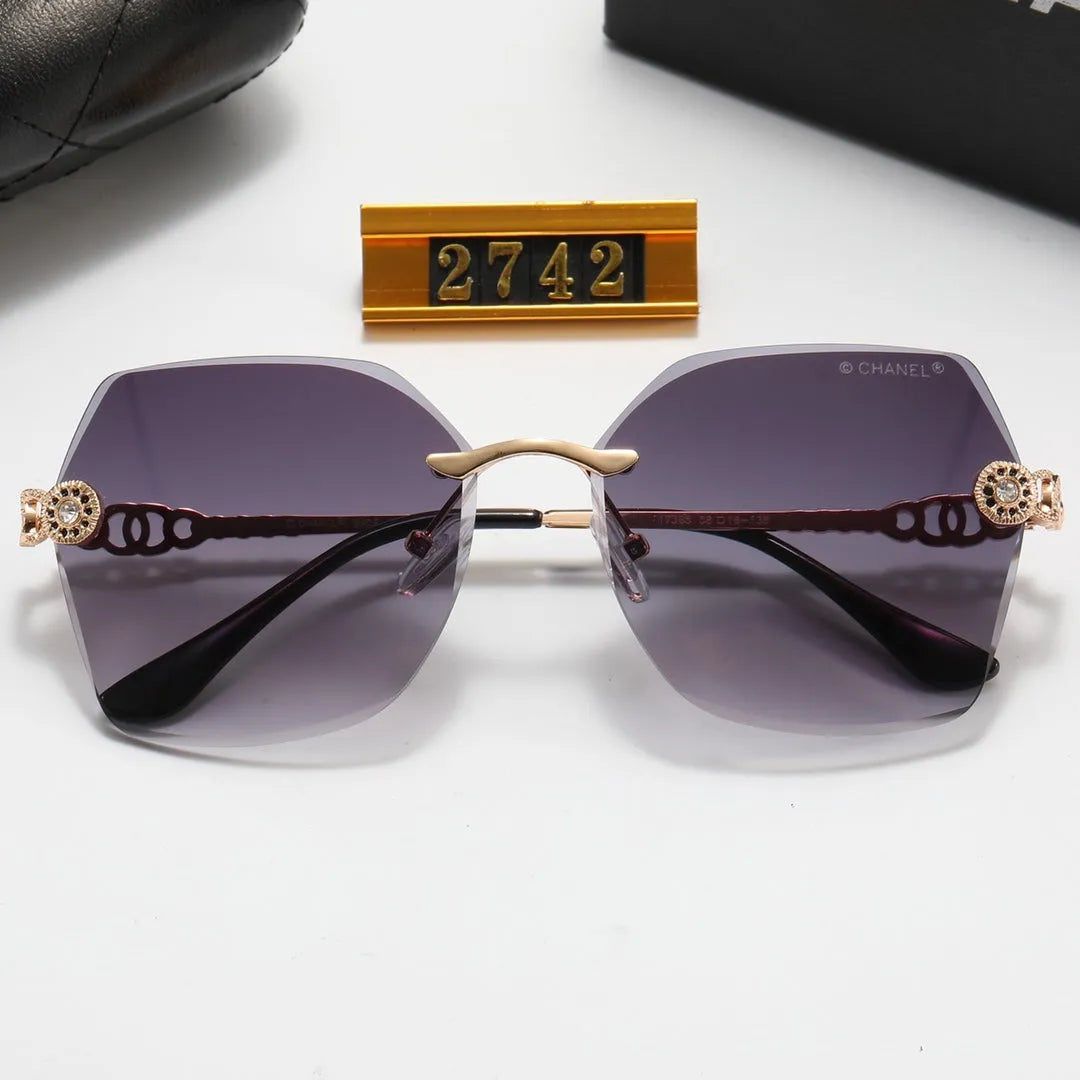Frameless Rhinestone Flower Polarized Sunglasses E547